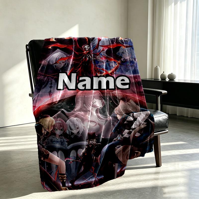 Personalizowany koc z nadrukiem Genshin Impact, Dekoracja domu, Sypialni, Sofy, Kempingu, Kanapy, Prezenty na Urodziny Boże Narodzenie