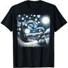 Van Gogh Starry Night Christmas Snowman Winter Snowy Night T-Shirt(11)