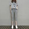 2025 Summer Fashion Casual Women's Two-Piece Set: Loose Short Sleeve Top & Seven-Point Pants