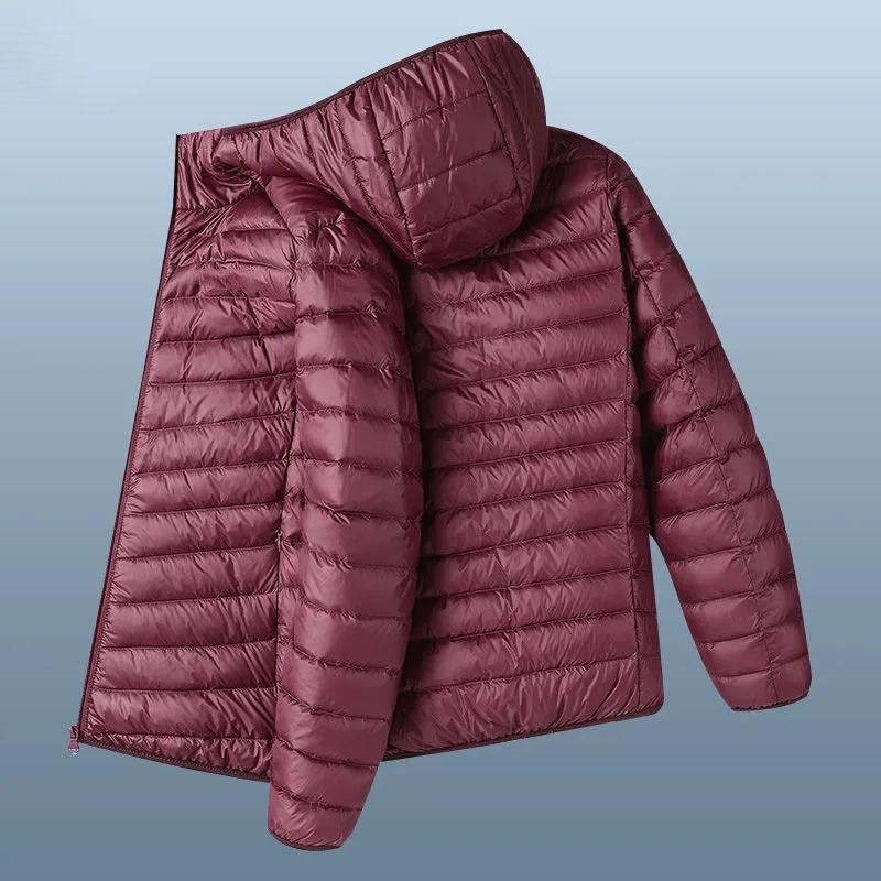 Men's Ultra-Thin Hooded Light Down Cotton Jacket - Youth Short Style, Off-Season Clearance, Large Sizes Available