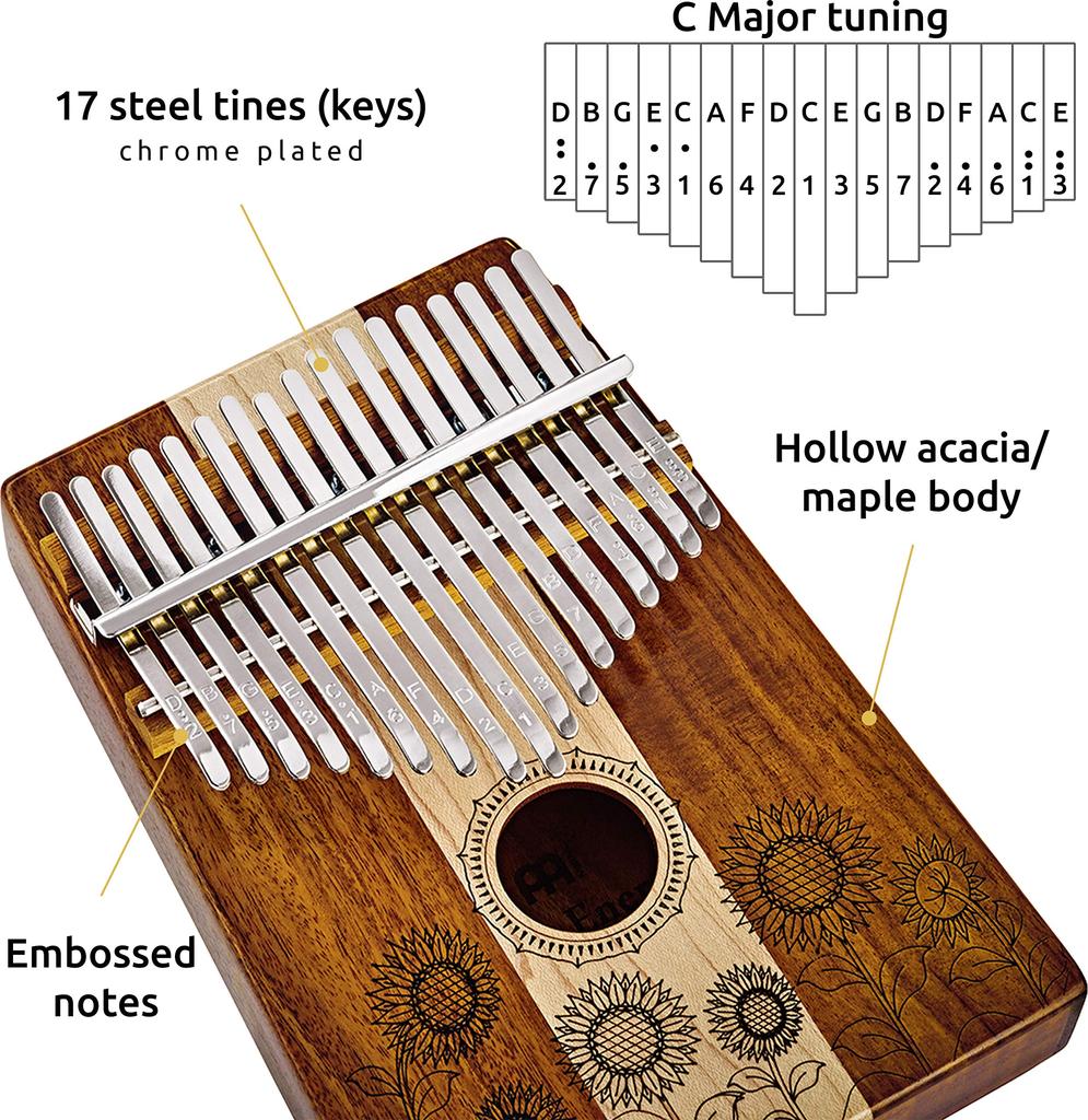 MEINL Sonic Energy Collection Kalimba Soundhole Kalimba 17 Keys C Major Scale KL1706H Hammer Maple/Acacia (exclusive Case/bag/cloth/tuning Included)