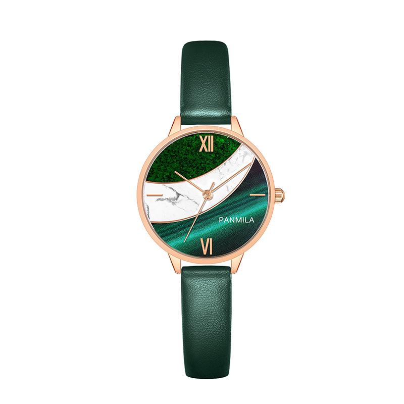 Little Green Watch New Watch Women's Ins Style Marble Pattern Women's Watch Peacock Green Nordic Style Simple Watch