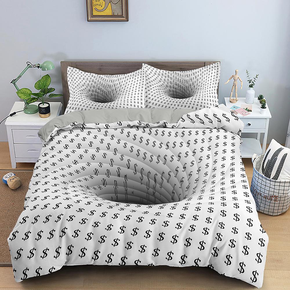 3D Psychedelic Geometric Duvet Cover Set - Digital Print Double Bed - Available In 3 or 4-Piece Sets