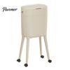 Easy Move Rolling Trash Can with Heightened Legs And Wheels, 16L Capacity Press On Lid Living Room Container Garbage Bin, Retro Style Waste