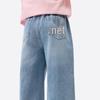 Xiaoyinman Mädchen Straight-Leg Jeans mit blumigen Gesäßtaschen