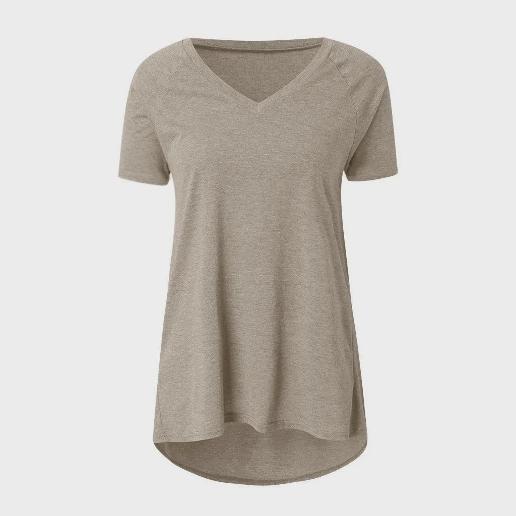 European and American Plus Size V-Neck Loose Casual Short Sleeve T-Shirt