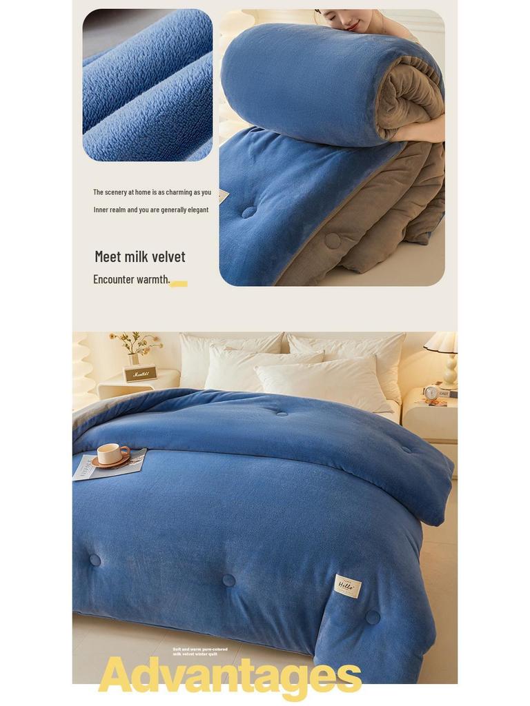 Edredón de Forro Polar de Doble Cara de Terciopelo de Leche - Grueso, Cálido, Edredón de Forro Polar Coral para Todas las Estaciones para Dormitorio