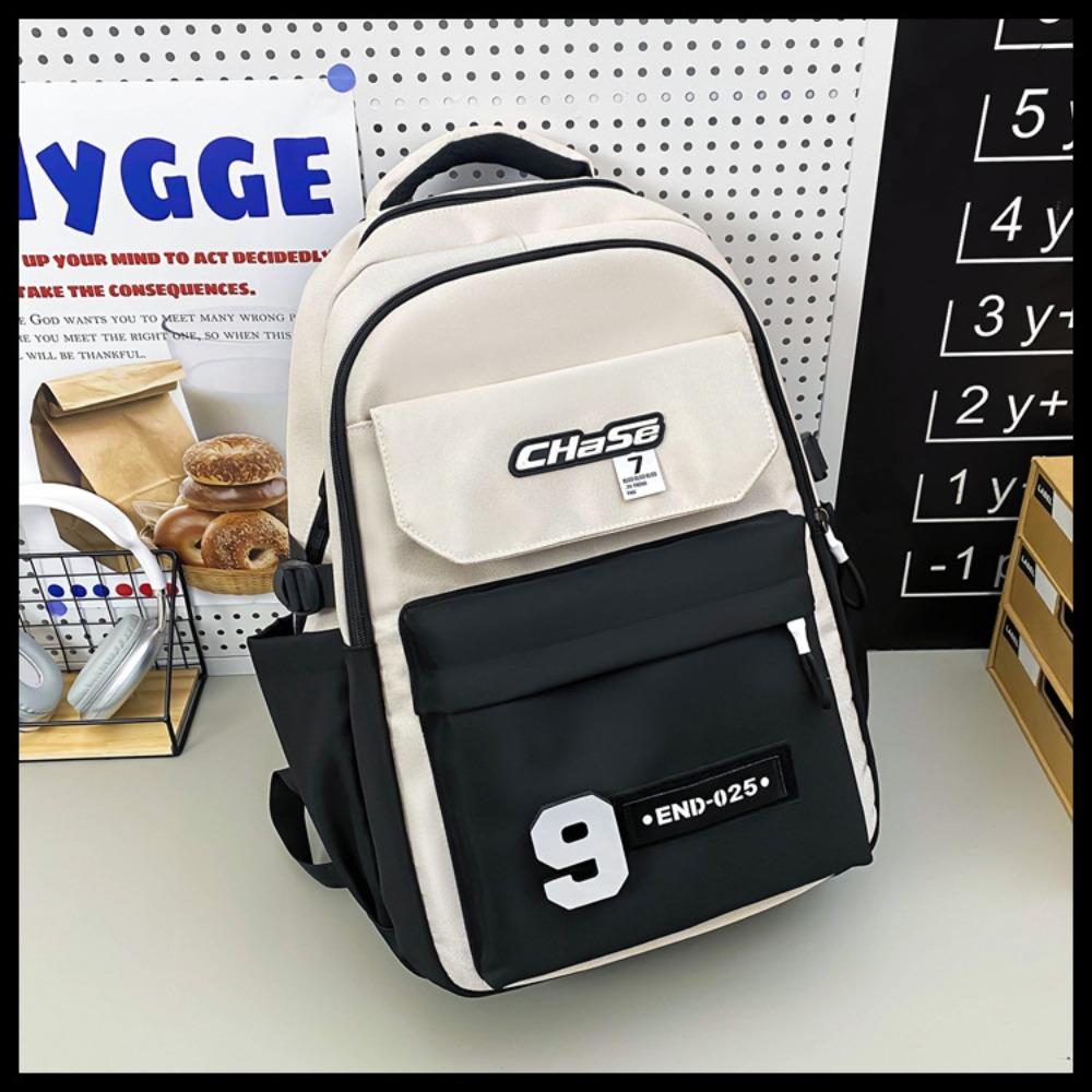 School bag for boys Junior high school students Contrast colors Strong and durabllarge capacity High value High school students Middle school backpack