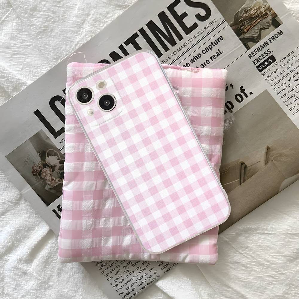 

Simple Chic Lattice Pattern For iPhone 11 12 13 14 15 16 17 Pro Max Plus Air Transparent Clear Shockproof Case iPhone 16pro max