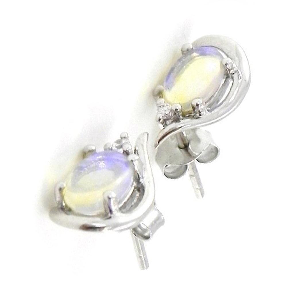 Les Trésors De Lily [I8911] - Silver Earrings 'Goddess Opal' Blue Opal