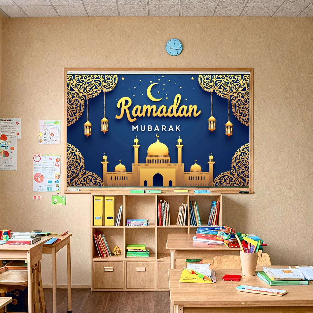 Islamic Decoration Golden Theme Ramadan Decoration Ramadan Mubarak Banner High Quality Eid Banner For Muslim Cultural Event
