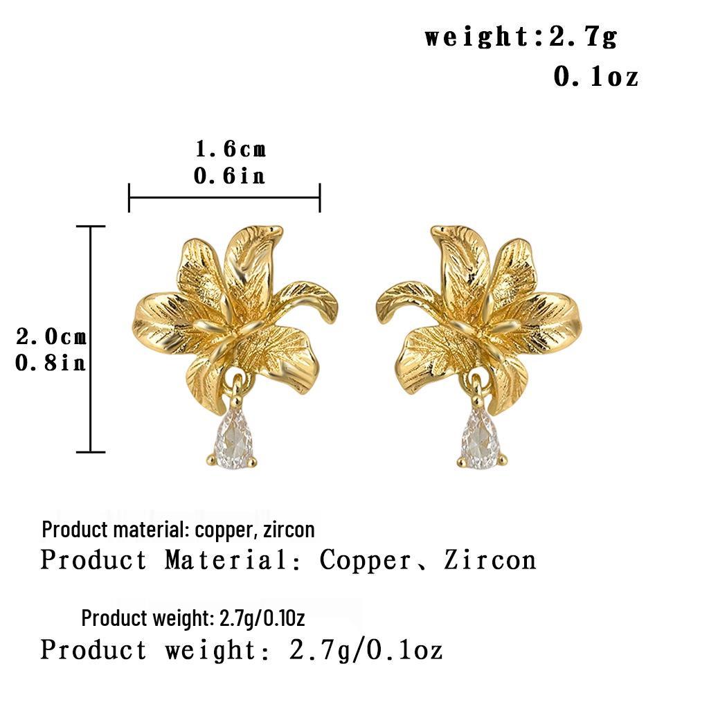 Silver Needle Zircon Teardrop Earrings, French Vintage Style - Versatile and High-End Niche Jewelry