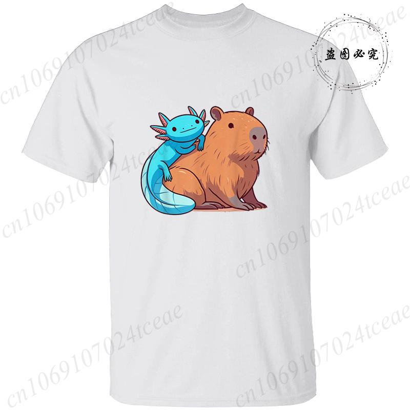 Axolotl-Gaming Anime Men's Women T-shirts Funny Graphic TShirt Tops  O Neck Short-sleeved Tops Summer Korean T Shirt Unisex Tees