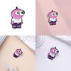 Pink Cartoon Stylish Character Brooch Featuring Big Eyes Fashionable Metal Accessory Pin