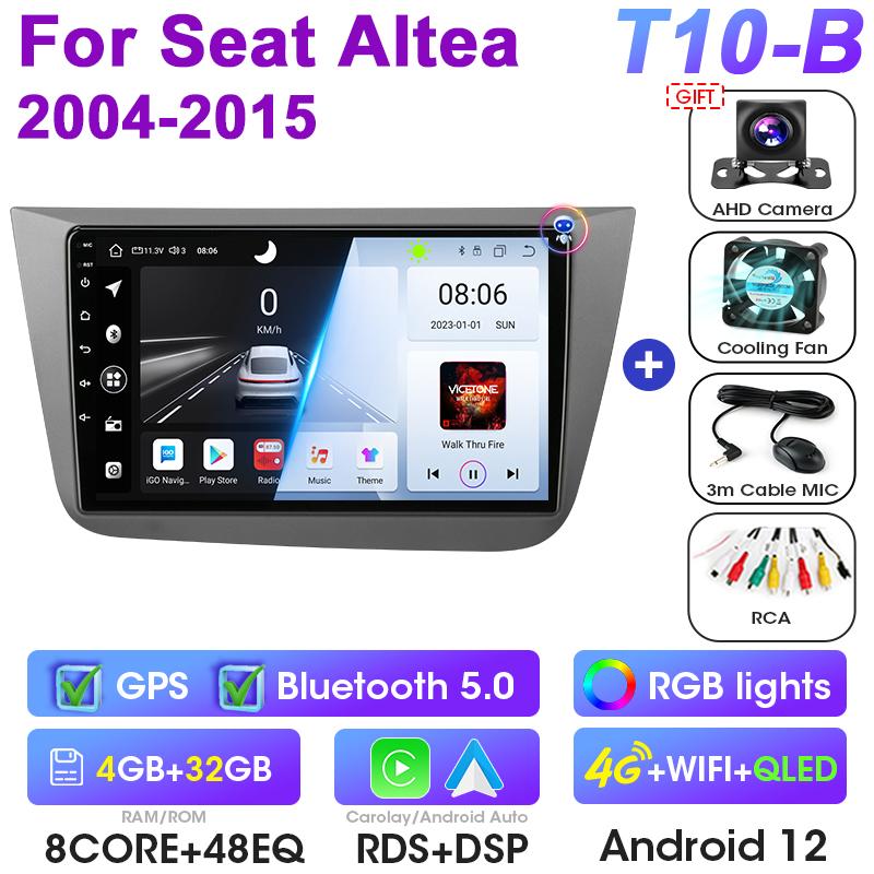 Android 12 Car Radio For Fiat Seat Altea 2004 - 2011 GPS Carplay Auto 2 Din FM WIFI Stereo Intelligent Systems Smart Autoradio