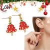 Festive Red Green Earrings 1 Pair Christmas for Women, Xmas Tree Dangle Stud Earrings, Sparkling Rhinestone Holiday Festival Accessories Jewelry Women