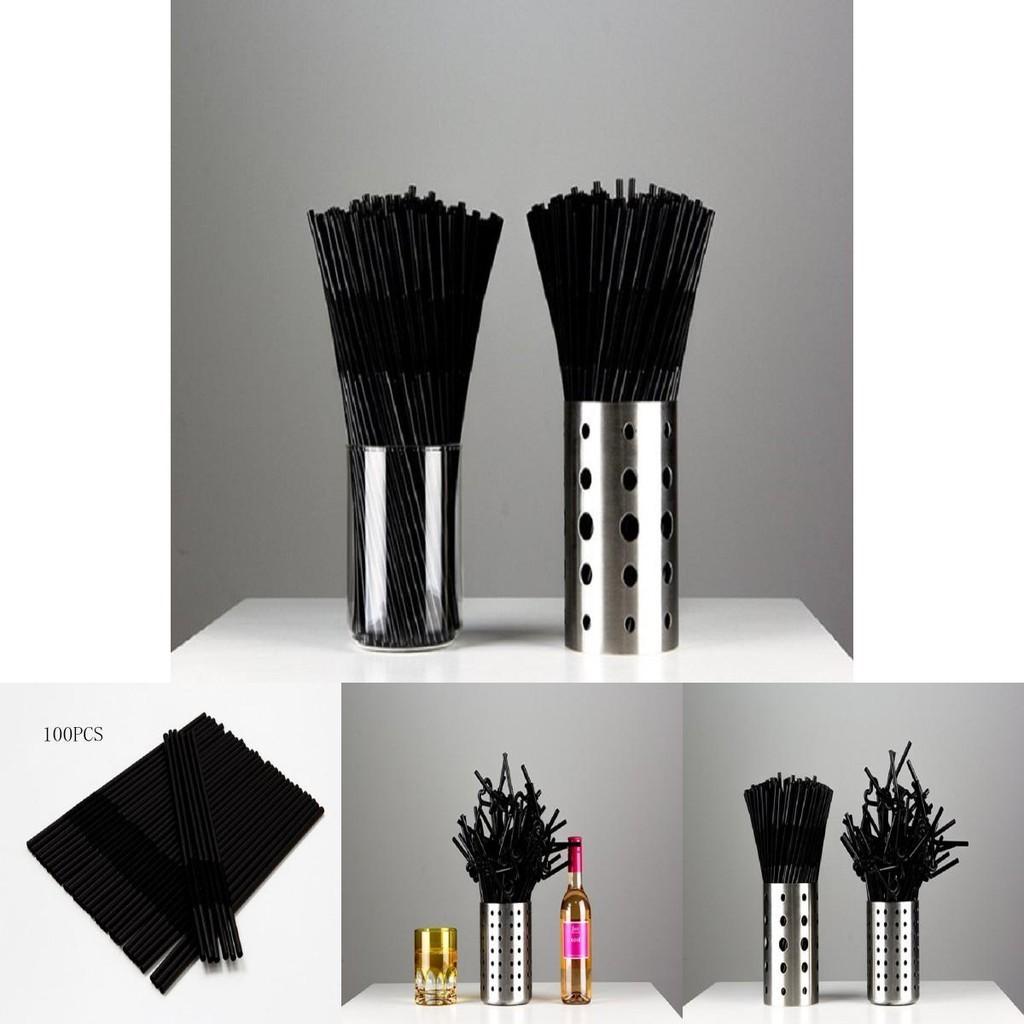 100 Stück Schwarze Knickhalme Ideal für Elegante Geburtstags- und Sommerparty-Getränkebedürfnisse