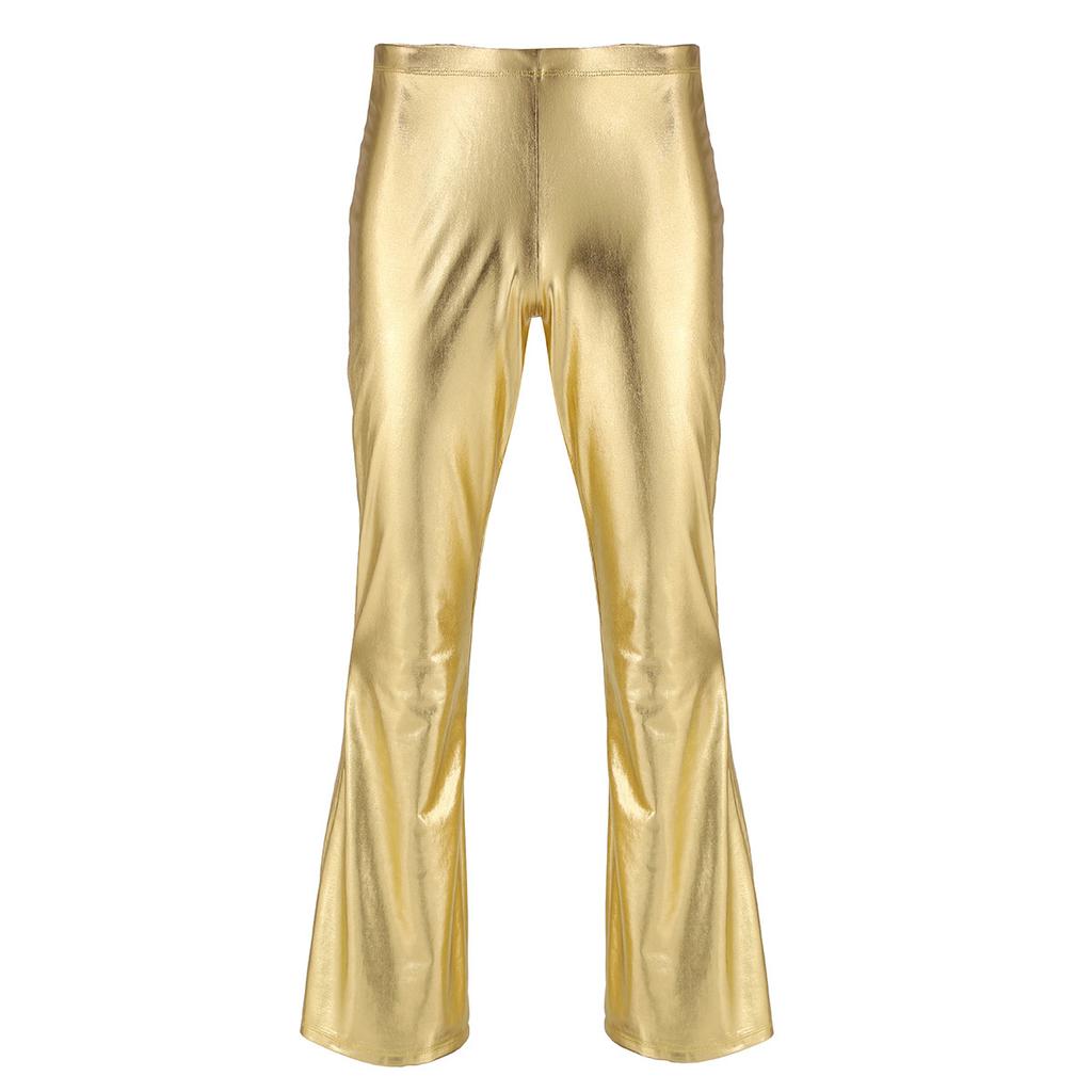 Herrenhosen Nachtclub Metallic Disco Hosen Bell Bottom Lange Hosen