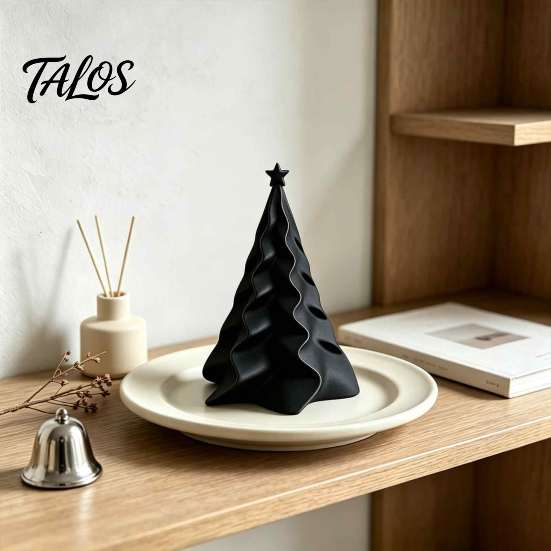 Durable Smooth Surface Holiday Figurine 3D Printed Pleated Christmas Tree Ornament, Small Wavy Desktop Gift for Friends Decoration with Star