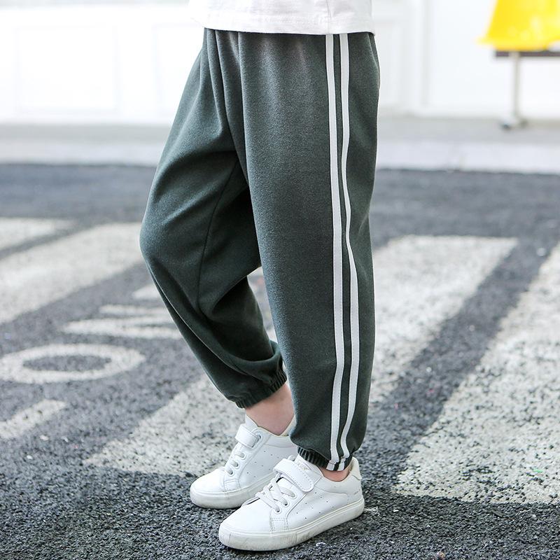 Unisex Kids' Double-Sided Fleece Casual Pants with Double Stripes for Fall/Winter