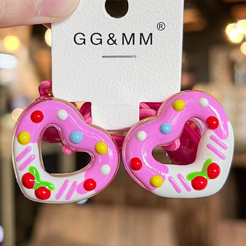 2PCS Color Hand Drawn Graffiti Heart Shape Princess Headwear Kids Elastic Hair Bands Children Hair Ropes Girls Hair Accessories