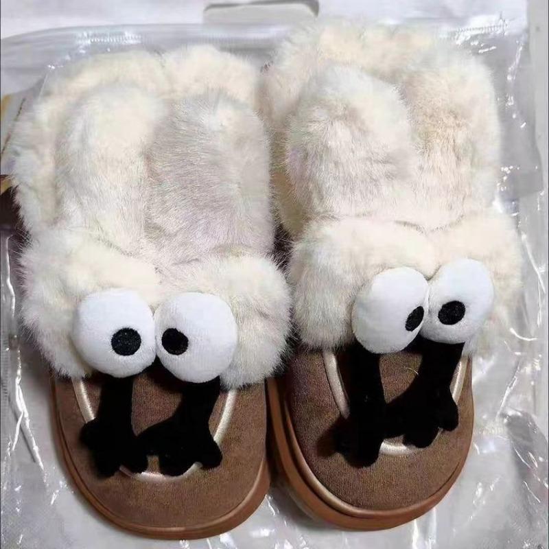 

Fashion Cartoon Hairy Snow Boots 2024 Autumn and Winter New Style Thick Soled Anti Slip and Plush Warm Casual Women s Cotton Shoes 40 кофейный