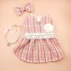 Cute Cat Skirt Necklace Hair Accessory Set High Quality Pearl Plaid Jacket Soft Texture Kitten Dress for Party Shooting Clothes