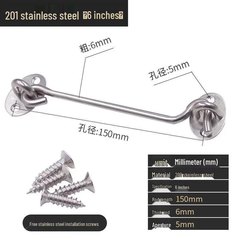 Black Stainless Steel Wind Stay Hook for Windows and Doors