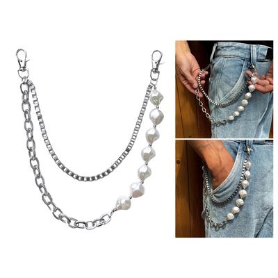 Fashionable Chain Belt Irregular Imitation Pearls Beads Chain for Pants Perfect for Fashion and Music Festival Outfits