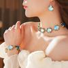Vintage Wedding Jewelry Sets for Women Round Resin Necklace Earring Bracelet