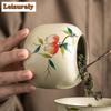 250ml Hand-painted Pomegranate Tea Box Organizer Moisture-proof Handmade Storage Tank Containers Tea Caddy Teaset Decoration