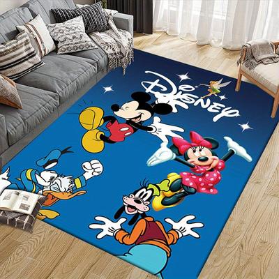 1 Stück Mickey und Minnie Teppich, Rutschfeste Fußmatte, Cartoon-Charakter-Design, Weicher Samt, Zimmerdekoration, Waschbar