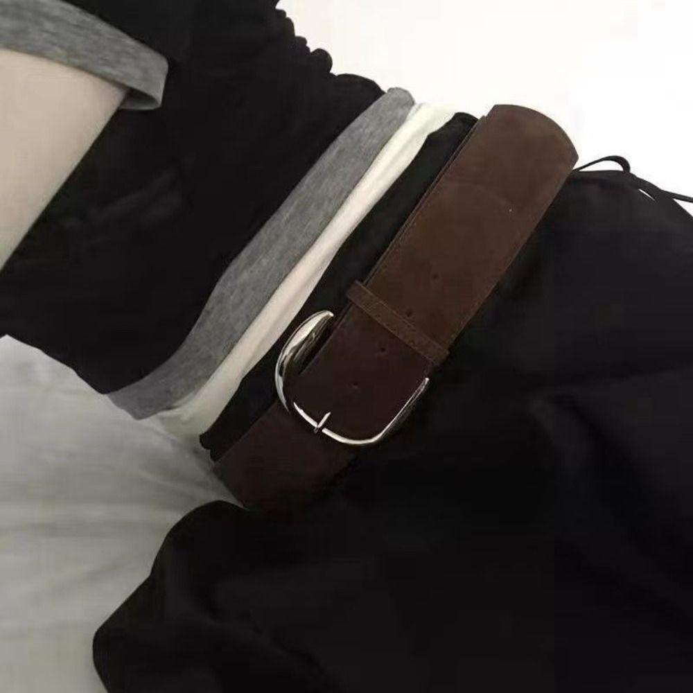Luxury Design Suede Leather Wide Belt Maillard Styles Trouser Dress Belts  Gifts