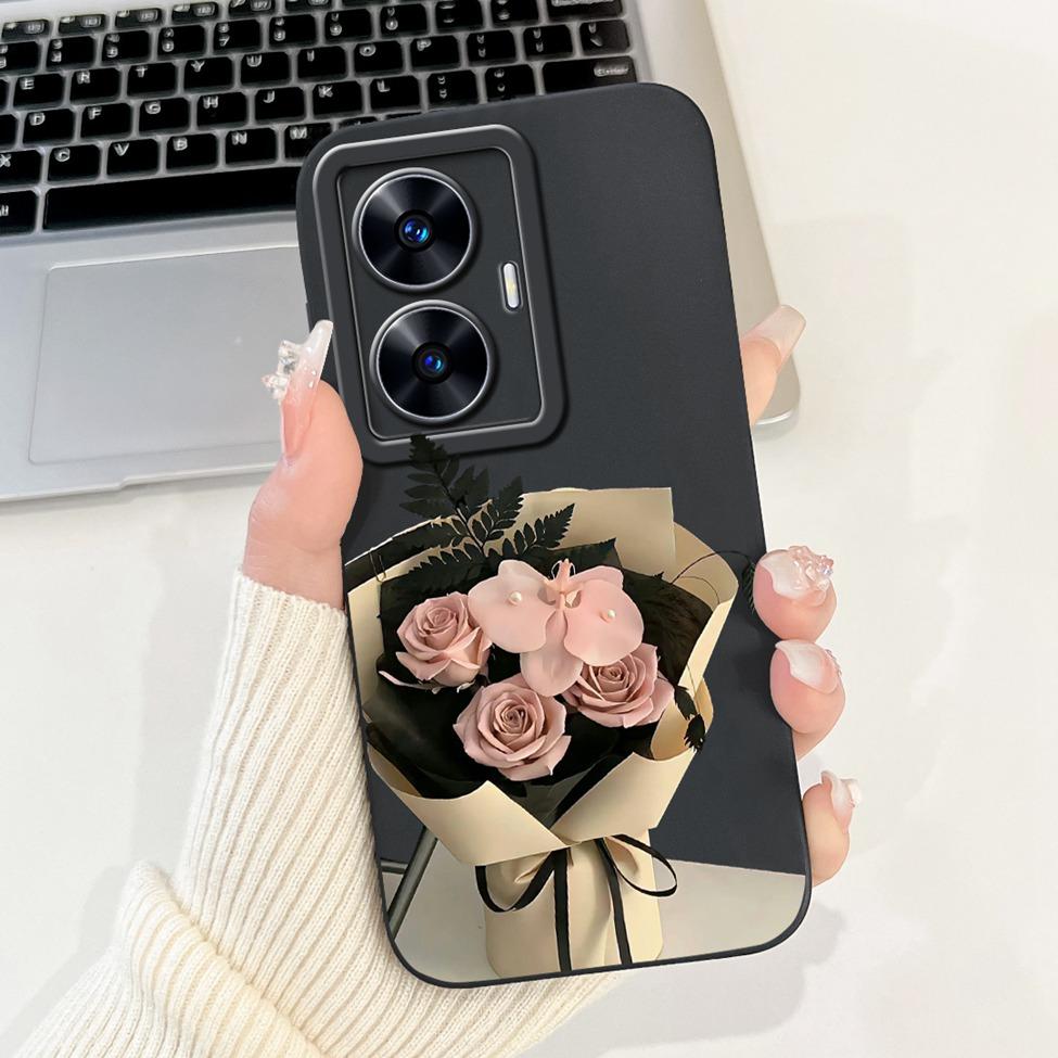 For Realme C55 Case RMX3710 Silicone Cute Cat Fashion Butterfly Flowers Love Painted Cover For Realme Narzo N55 Phone Case Funda