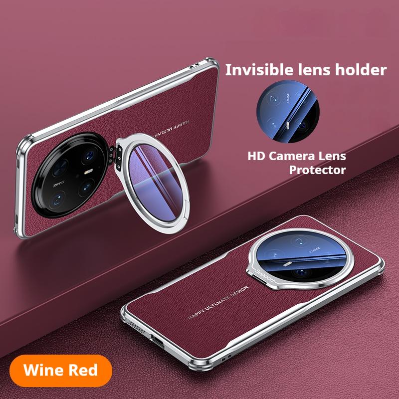 Leather Back Electroplated Soft TPU Case For HUAWEI Mate 80 Pro Max Mate 70 60 Pro Plus RS Camera Glass Film Hidden Bracket