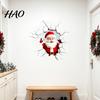 Easy to Apply Holiday Window Stickers 3D Santa Claus Wall Sticker, Realistic Breaking Decal for Christmas Decoration, Decor Living Room Waterproof PVC