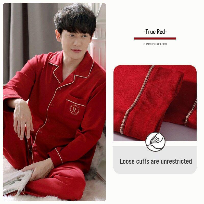 Men's Plus Size Pure Cotton Pajama Set - Long Sleeve for Spring, Autumn & Winter 2025