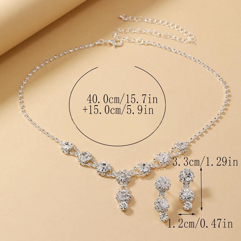 Women'S White Pendant Necklace Earrings Set Women'S Dress Accessories Wedding Jewelry Two Sets Necklace Earrings