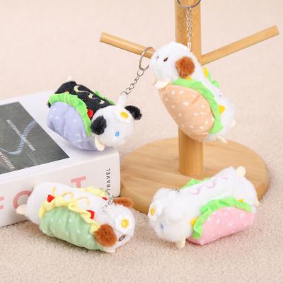 Cute Creative Poached Egg Hot Dog Doll Pendant Plush Doll Small Pendant Burger Dog Plush Toy Doll