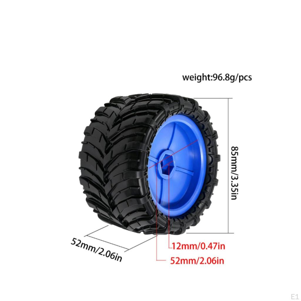 4 Pieces RC Wheels and Tires All-Terrain Wheel Tire Set with Rims Deep-Lug
