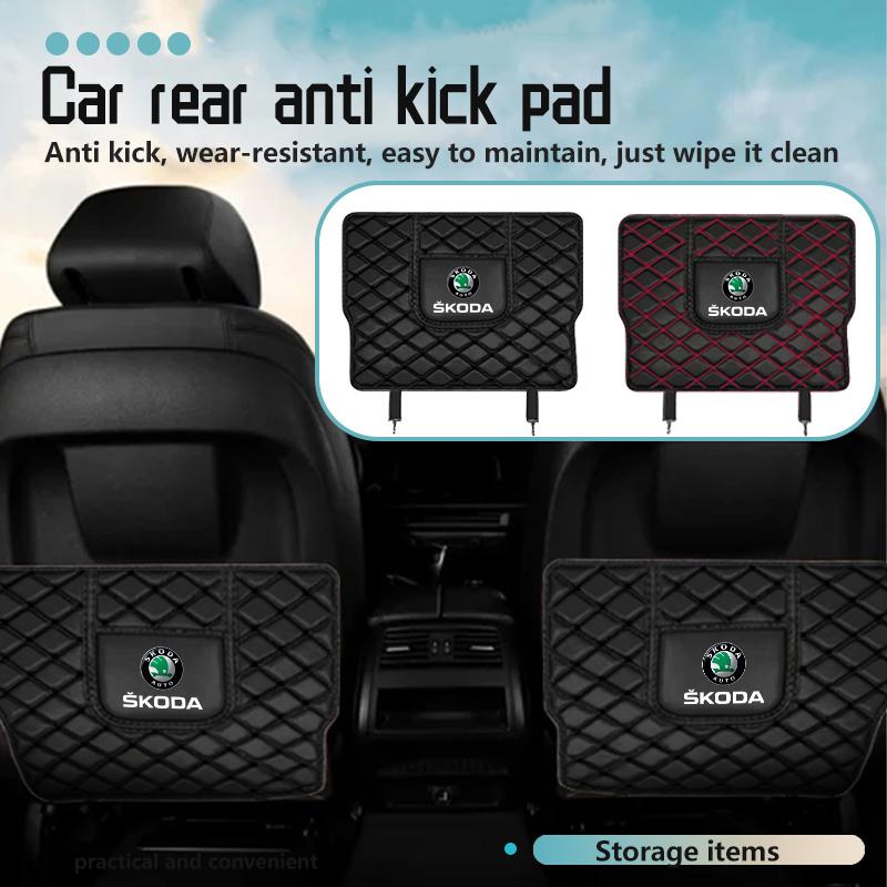 Rjhwp8 Car Seat Back Protection Anti-Kick Pad Rear Seat Storage Bag Organizer For Skoda Octavia A5 A7 RS Fabia Superb Rapid Karoq