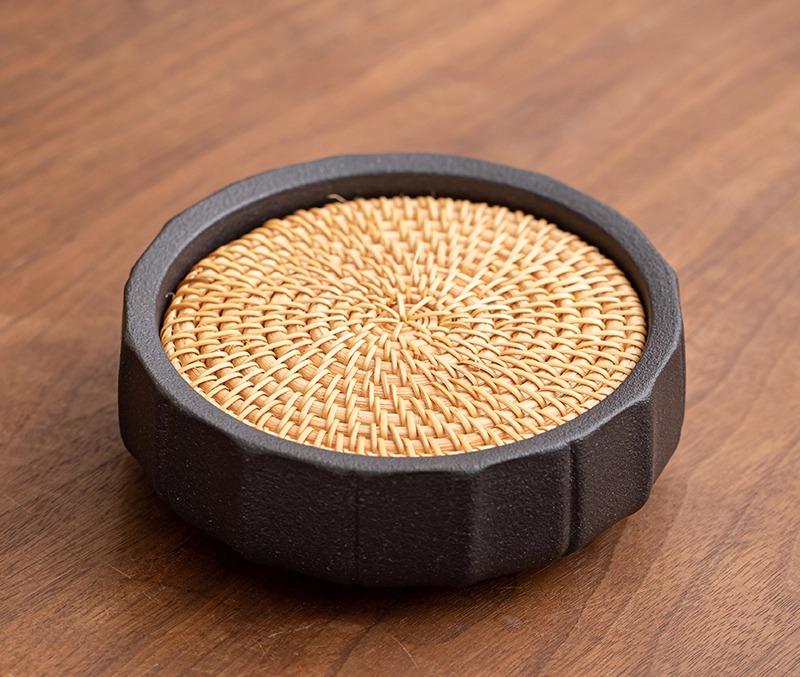 Water Storage Pot Bearing Rattan Pad Raising Pot Japanese Dry Brewing Table Single-layer Small Tea Tray Thick Ceramic Cover Bowl