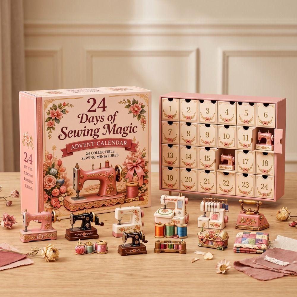 Carino Tema Cucito Calendario dell'Avvento di Natale Decorazioni Fatto a Mano 24 Giorni Ornamenti Calendario dell'Avvento Regali di Natale Regalo