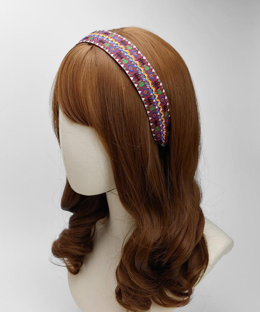 Maia Geometric Pattern Headband-Green