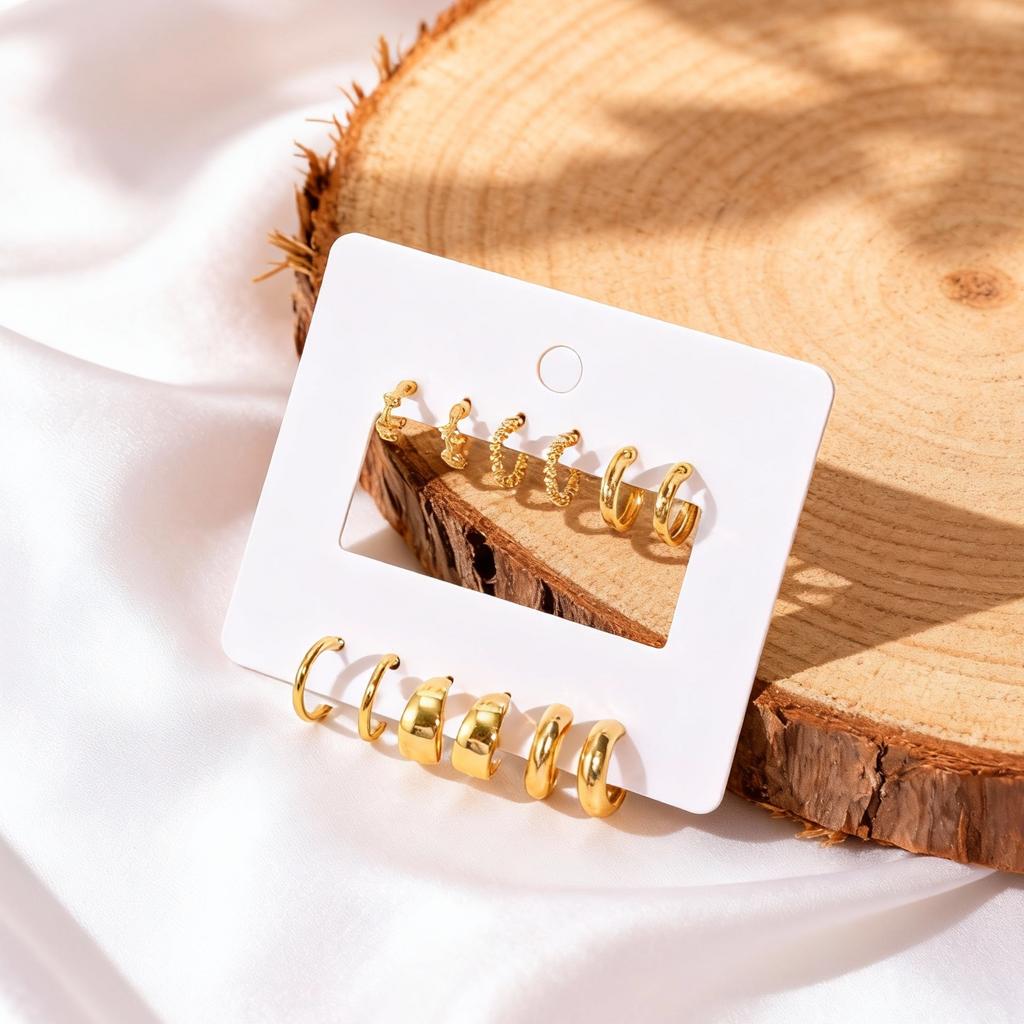 6pcs Set Earrings for Women,Minimalist C-Shaped Earrings Fashion Geometric Line Earrings,Set Jewelry Gifts