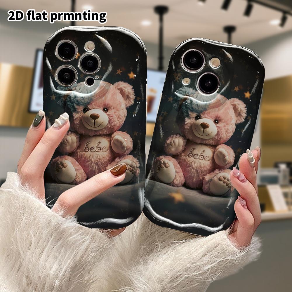 Phone Case: 2D Flat, Fits iPhone 18, 17, 16, 15, 14, 13, 12Pro Protective Case, Plush Little Bear, Perfect Christmas and Halloween Holiday Gift