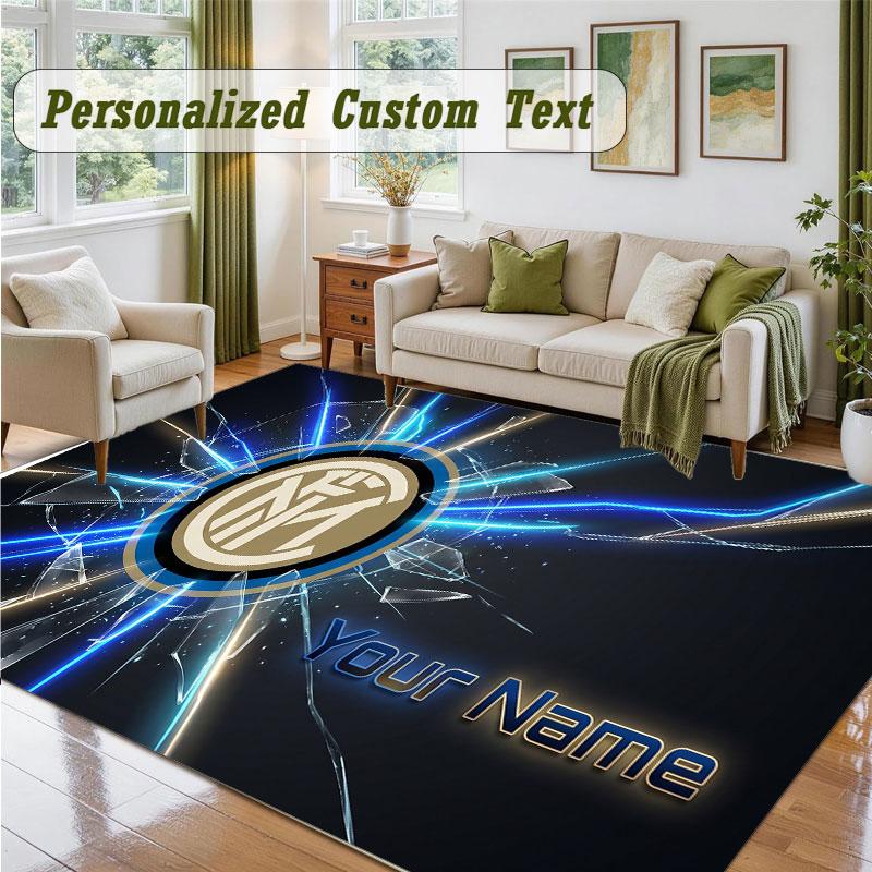 Crystal Velvet Square Rug Custom NameInter Milan Pattern Non Slip Home Floor Decor Rug