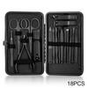 7/10/12/16/18Pcs Black Manicure Set Nail Clippers Hand Foot Face Care Stainless Steel Accessories Stainless Steel