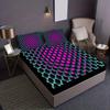 Fitted Sheet Set 3D Cellular Lattice Print Soft Comfortable Bedding Set For Bedroom Guest Room (1* Fitted Sheet+2*Pillowcases)