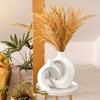 Hul Keramisk Vasesett på 2, Kosete Rund Boho Smultring Moderne Vase Nordisk Minimalistisk Dekorativ Vase for Moderne Trendy Hjem Bord Midtpunkt Dekor